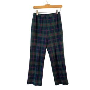 Vintage 80s Johnny Appleseeds Tartan plaid ankle pants Navy Blue